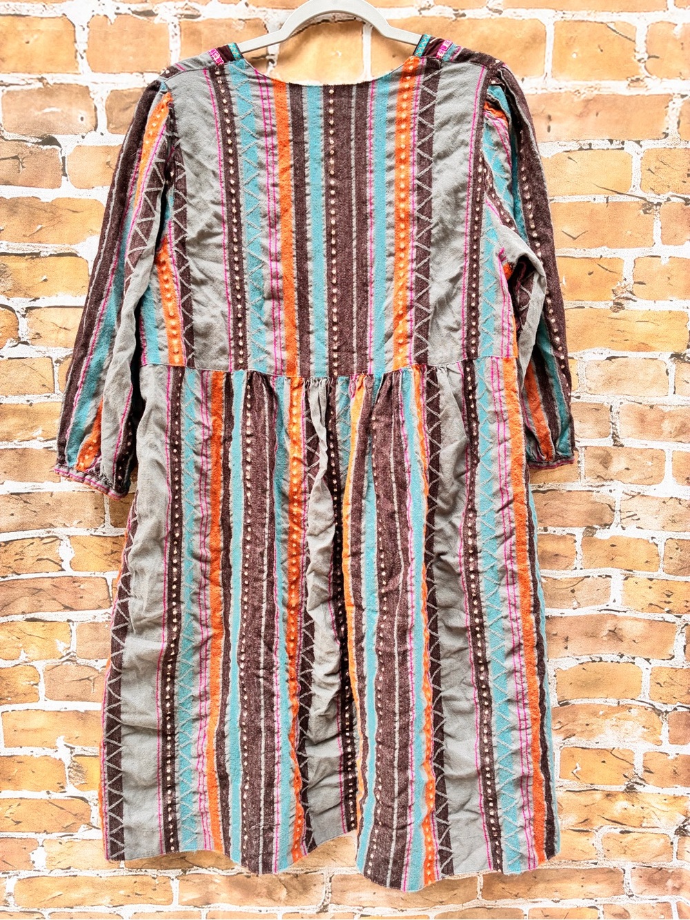 Gudrun Sjoden XL woven metallic cotton wool Embroidered Stripe kurta Dress - Picture 6 of 6